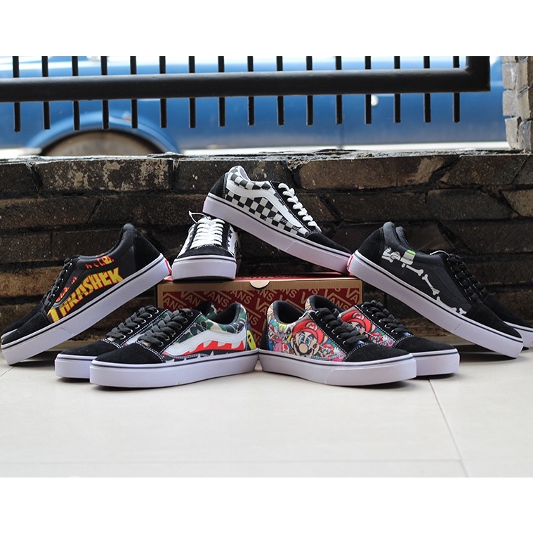 Sepatu Sneakers Pria Vans Old skhool Motif 3D All Star Branded Snekers Kets Cowok Keren Murah + BOX