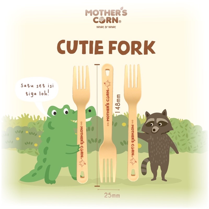 Mother's Corn Cutie Fork Set ( isi 3 Pcs) - Garpu makan bayi