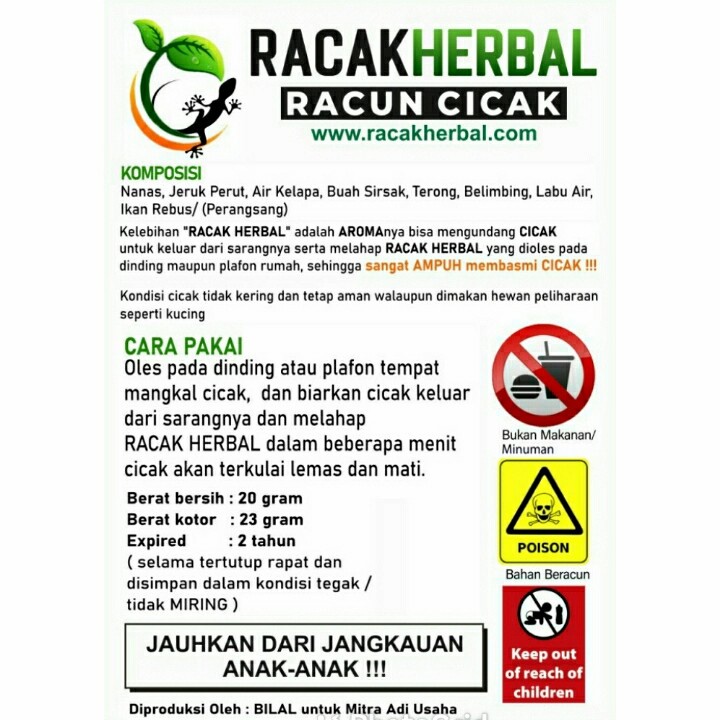 Racun Cicak Herbal Paling ampuh/Racun Cicak &amp; Tokek/Racun Cicak Racak