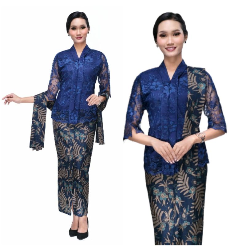 Setelan Wanita Batik Jumbo Set Rok dan Blouse Kebaya Modern Kombinasi Brokat Big Size M L XL XXL 4L 5L RST-Br