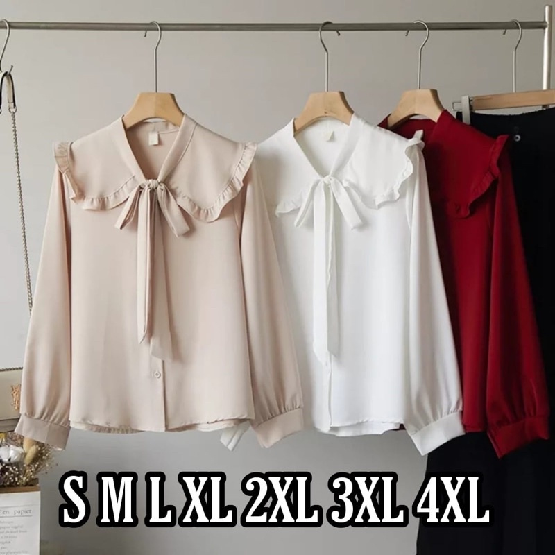 Zevana Blouse Ukuran S M L XL XXL XXXL XXXXL 2XL 3XL 4XL 2L 3L 4L 5L Kemeja Basic Jumbo - Baju Kerja - Kantor Korea