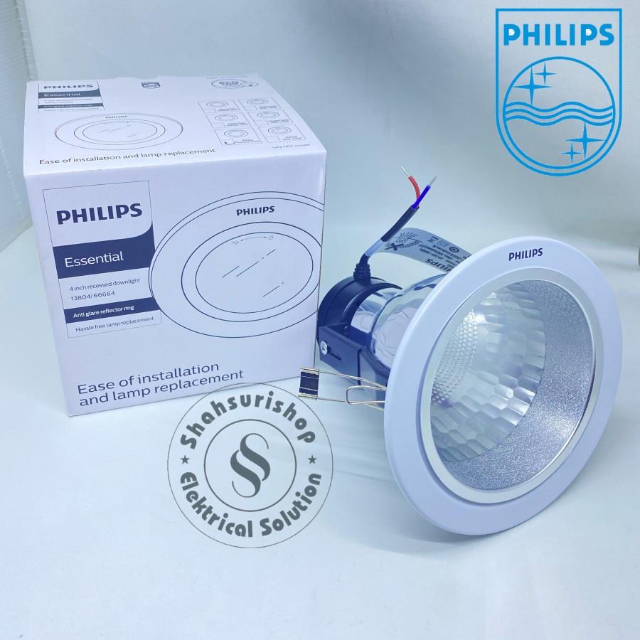 PHILIPS DOWNLIGHT RECESSED WHITE 66664 4 INCH 4&quot; PUTIH MAX 18 WATT