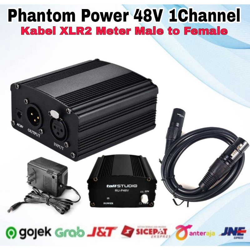 Phantom Power Supply 48V &amp; Kabel XLR for Microphone Condenser