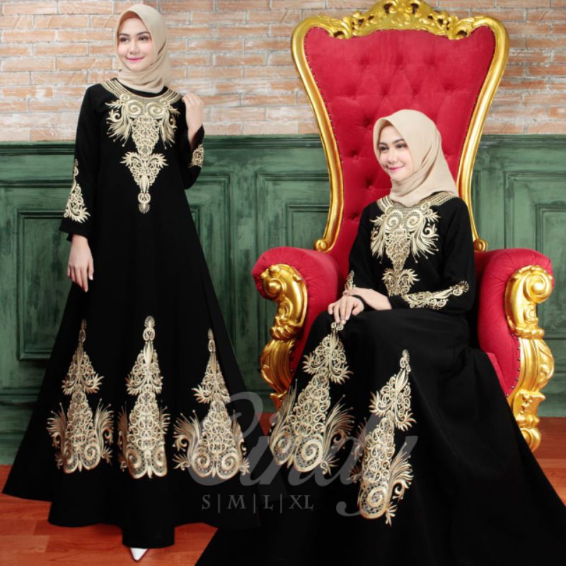 GAMIS ABAYA HITAM//GAMIS BORDIR TURKEY//GAMIS ABAYA