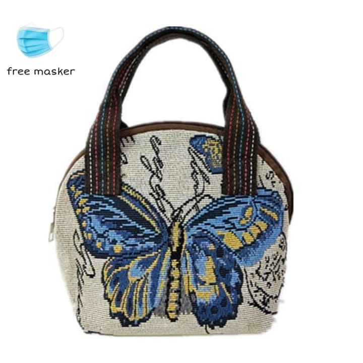 Handbag Kanvas Wanita Resleting Karakter Butterfly