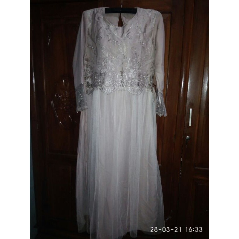 Gamis brokat kombinasi tile