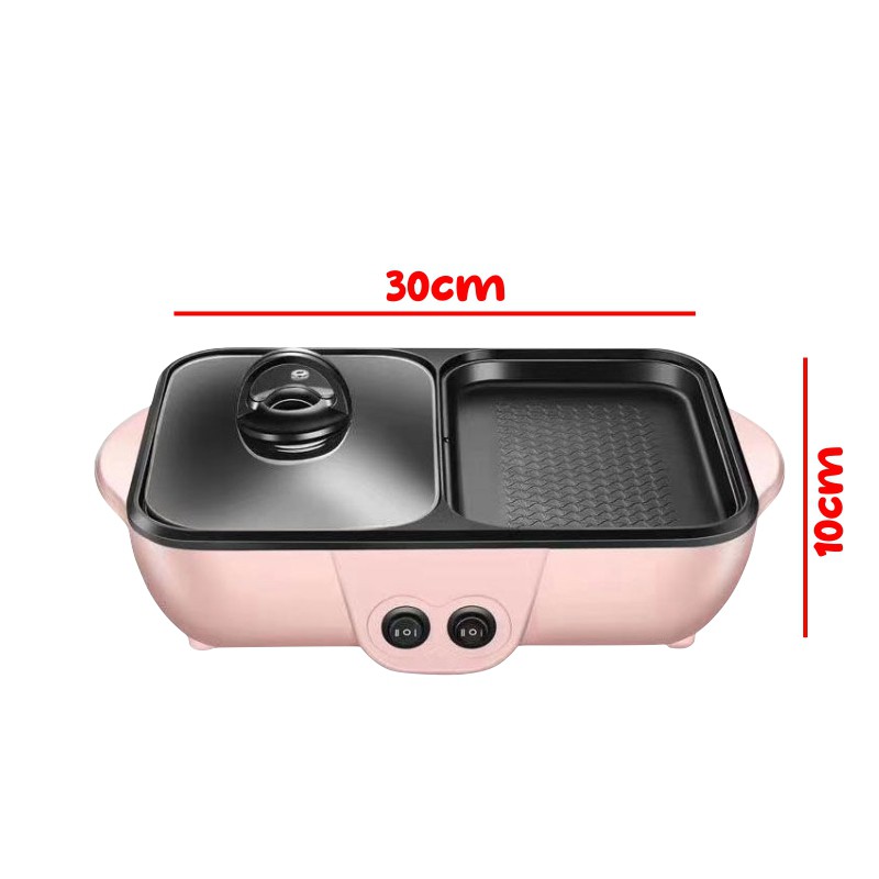 Kompor listrik 2 in1 BBQ anti lengket panggangan listrik serbaguna Grill pan hot pot bbq hemat listrik