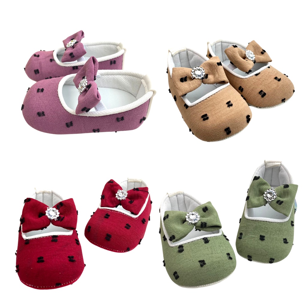 TAMAN SEPATUKU-SEPATU BAYI BABY PREWALKER PITA POLCA ANAK PEREMPUAN 0-12 BULAN FPX24