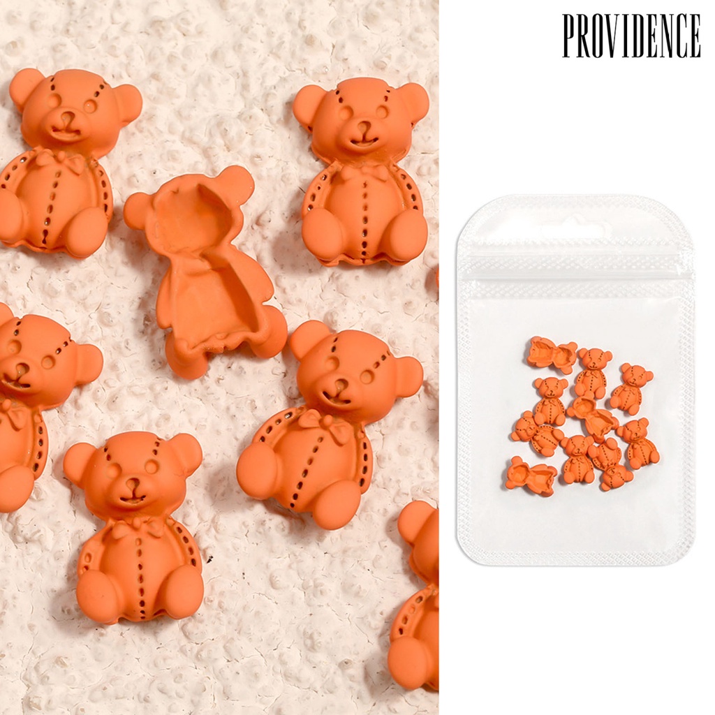 Providence 10pcs / Set Ornamen Kartun Beruang Permukaan Frosted 3d Ringan Untuk Dekorasi Nail Art Wanita