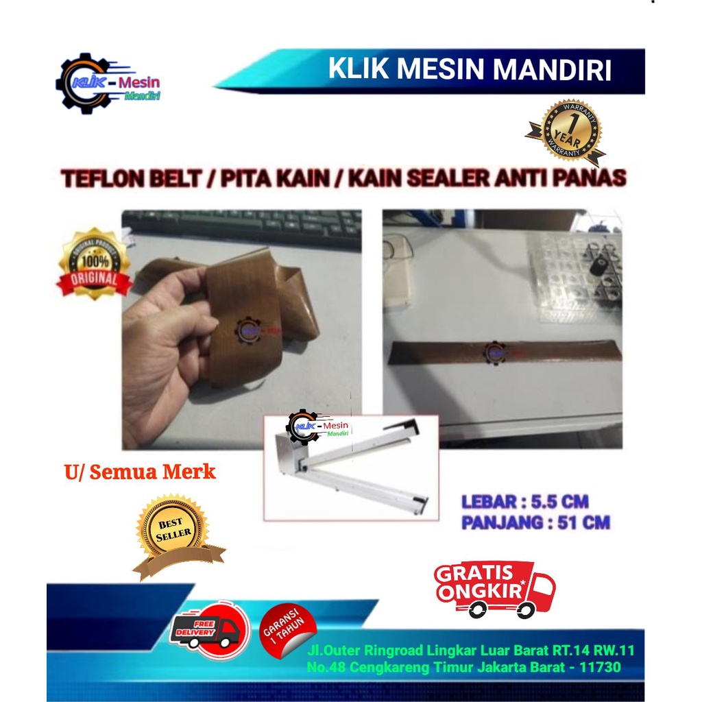 Kain Teflon Belt / Pita Sealer/ Kain Pemanas Mesin Hand Sealer FS-500