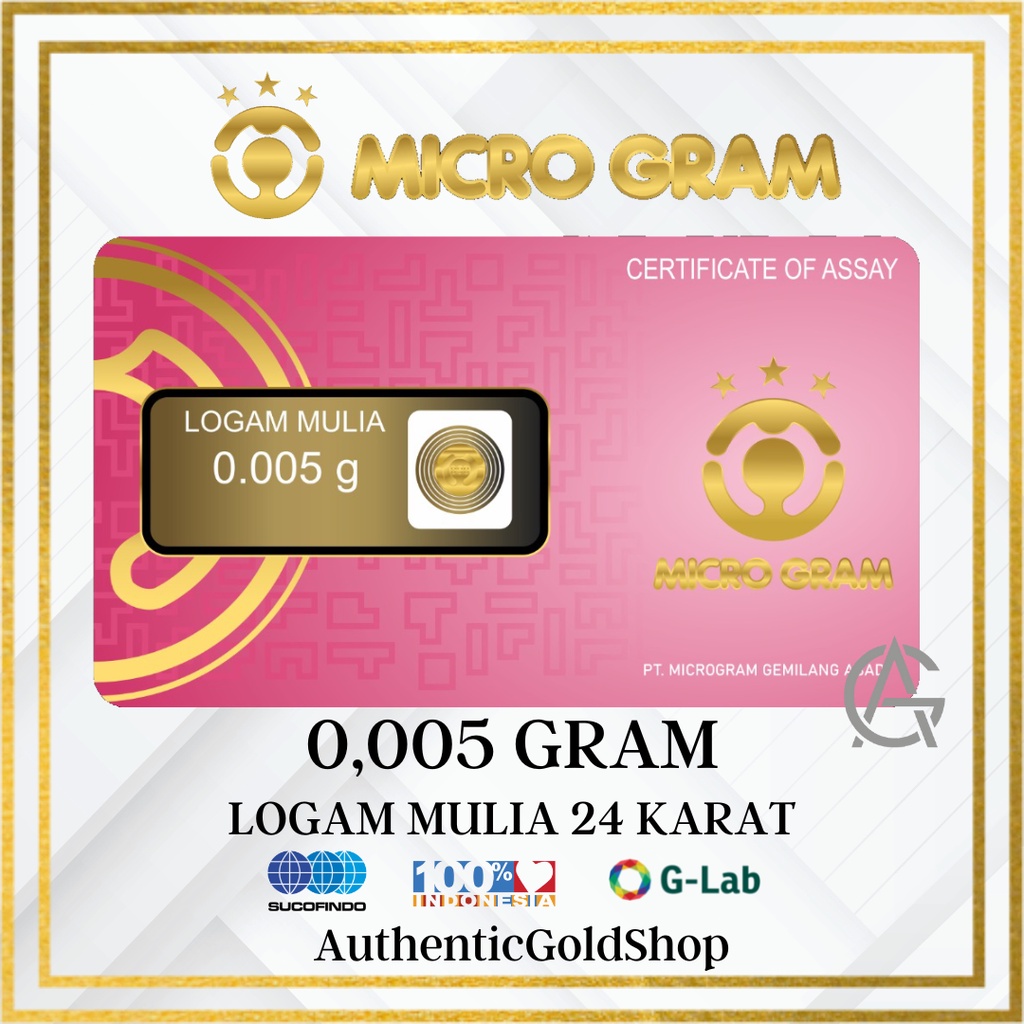 Emas MicroGram 0,005gram Logam Mulia 24 Karat Original Product Mini Gold Mini Gram Micro Gold Mini Gram Souvenir Murah Toko Emas