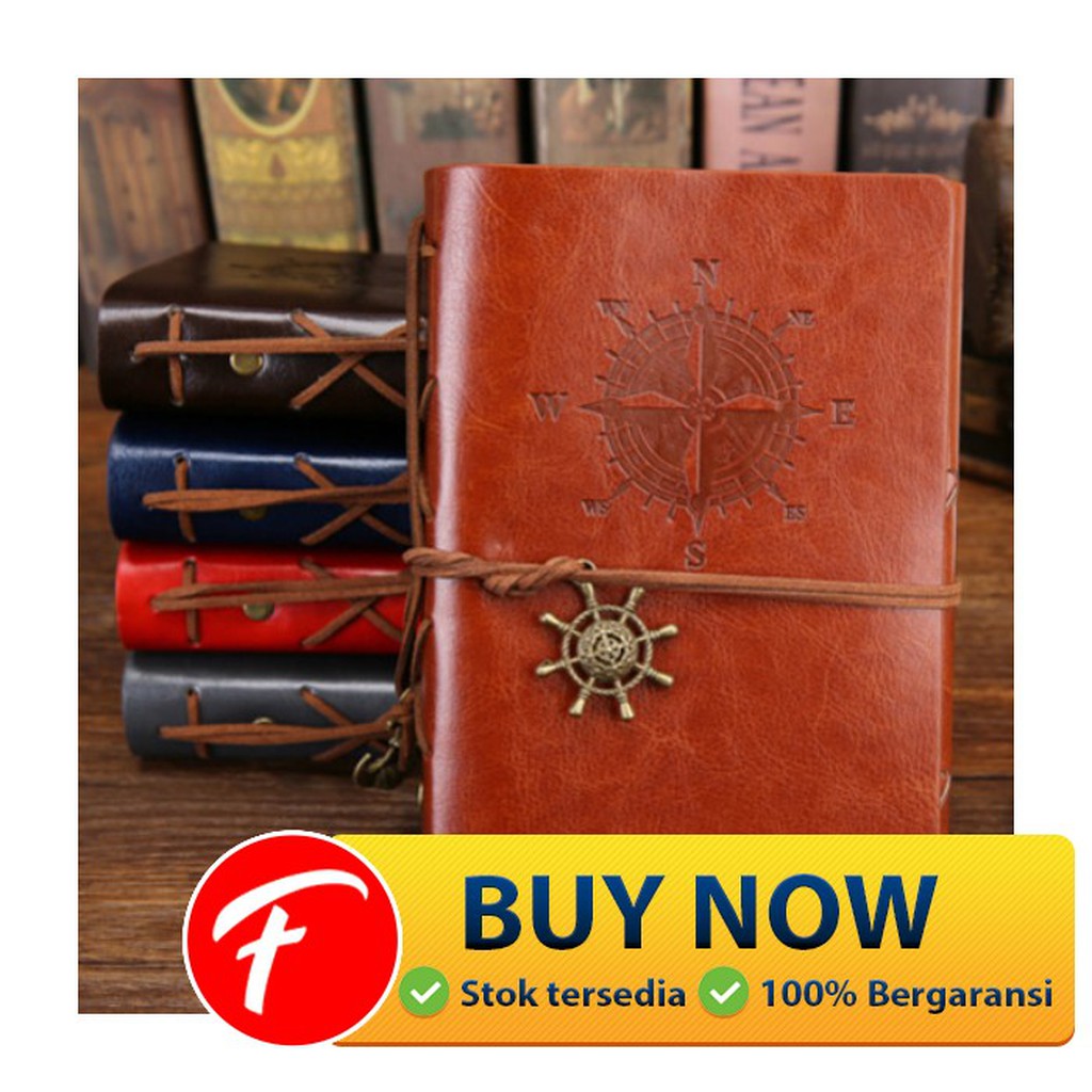 

PHANTACI Buku Catatan Binder Kulit Retro Compass Kertas A5 - ZB045 - B