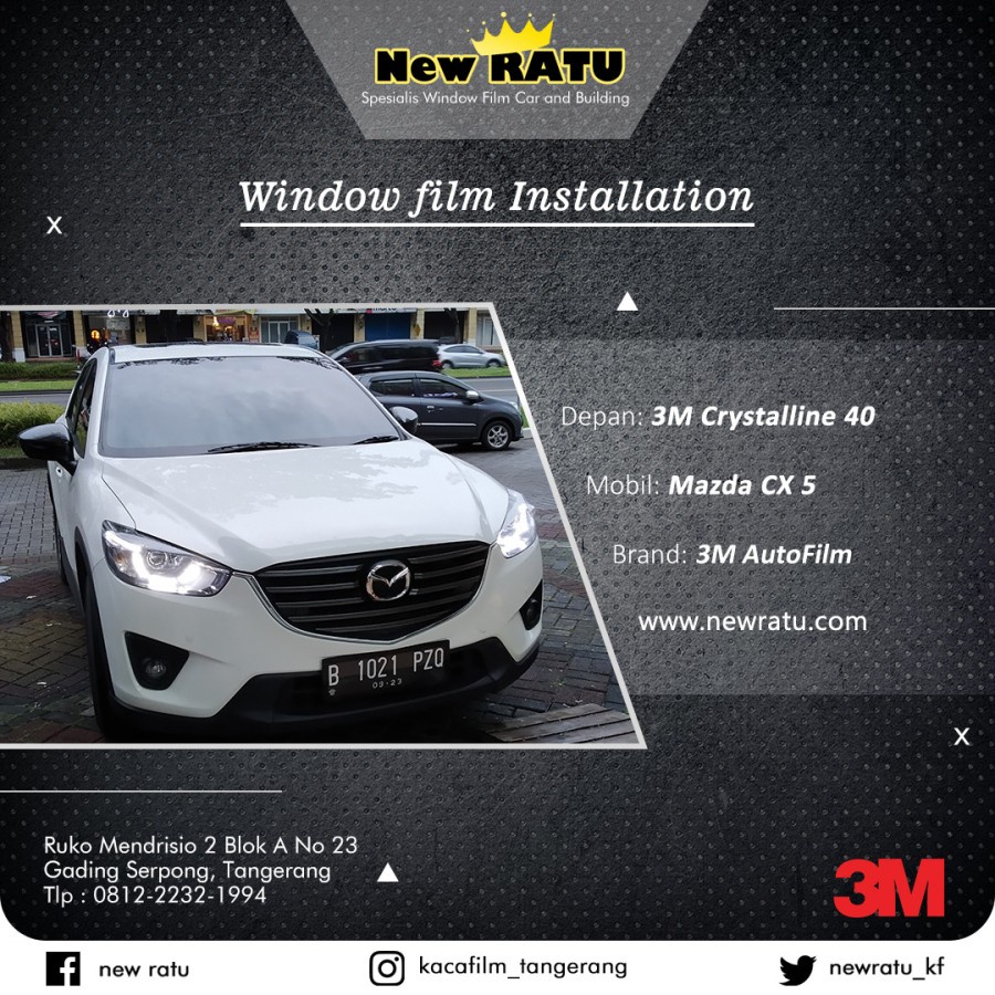Kaca Film 3M Crystalline 20 / 40 Khusus Kaca Depan