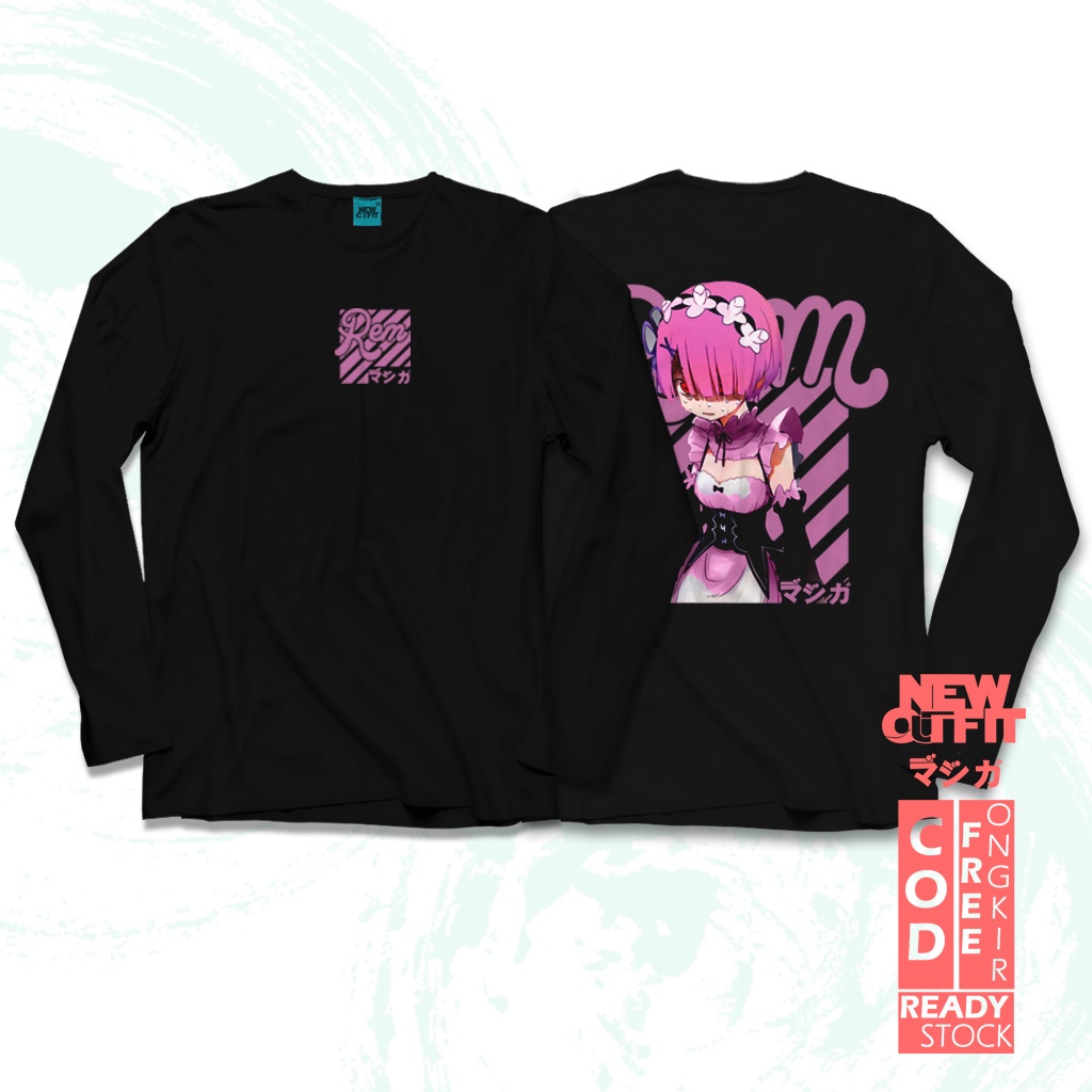 Kaos Lengan Panjang REM RE ZERO MAID SUBARU EMILIA SATELLA Baju Jepang Anime Manga Murah