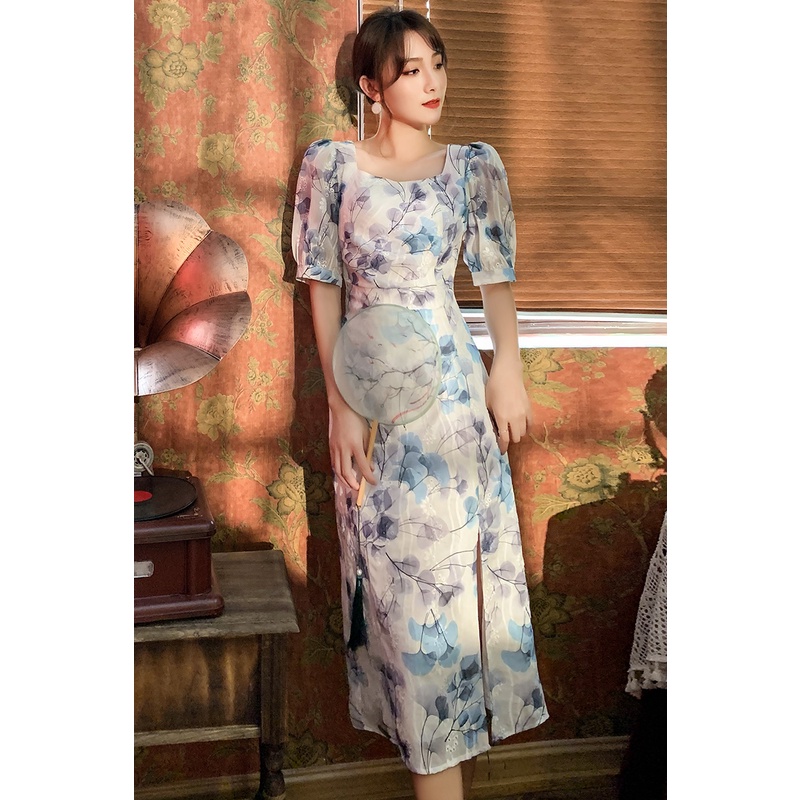 【Rozen】Korean  Retro Orphrey Floral Dress/Vintage Dress R071