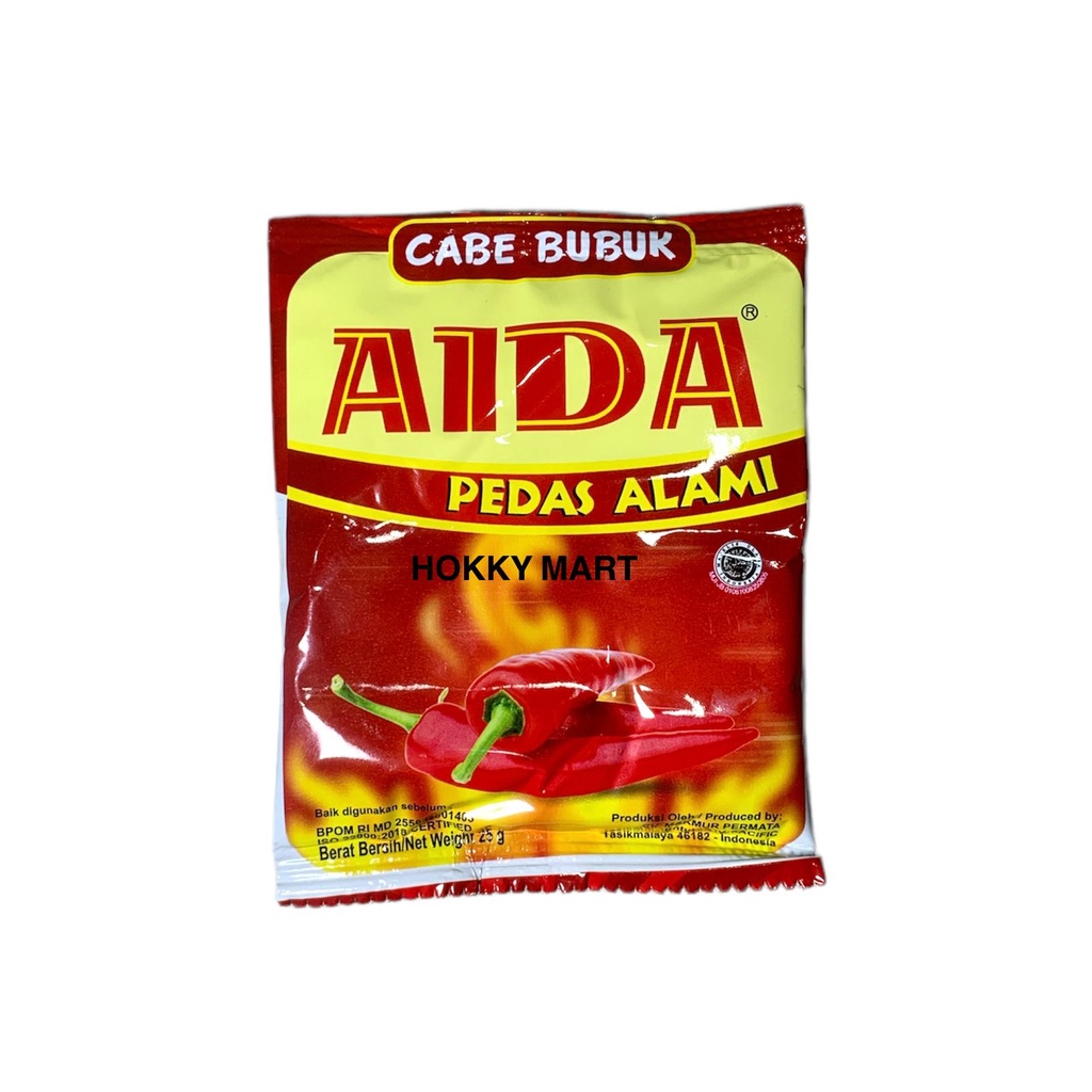 

( HOKKY) AIDA Cabe Bubuk Serbaguna Pedas Alami 25 gr cabai Bubuk Halal