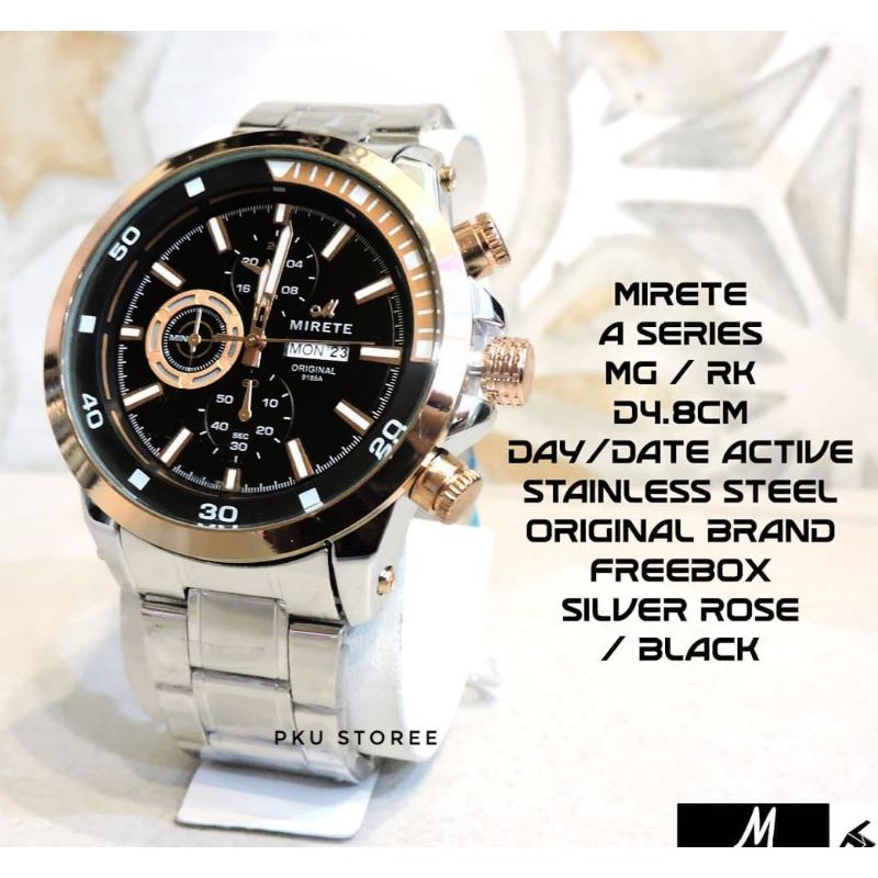 JAM TANGAN PRIA MIRETE ORIGINAL RANTAI STAINLIS STEEL