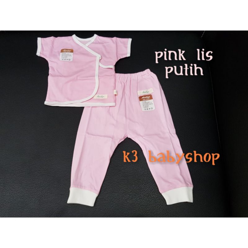 Aerilyn setelan kimono pendek celana panjang stelan baju bayi piyama 0-3 bulan dan 3-6bln baju newborn abu khaki putih navy pink ungu tosca two tone murah
