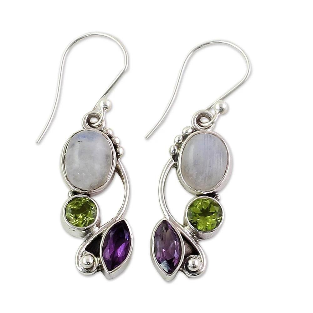 Anting LILY Moonstone Pesta Hook Juntai Peridot