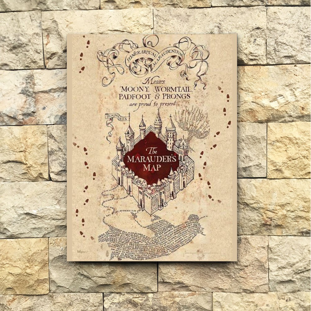Harry Potter Marauders Map Poster Kayu Dekorasi Vintage Rustic Hiasan ...