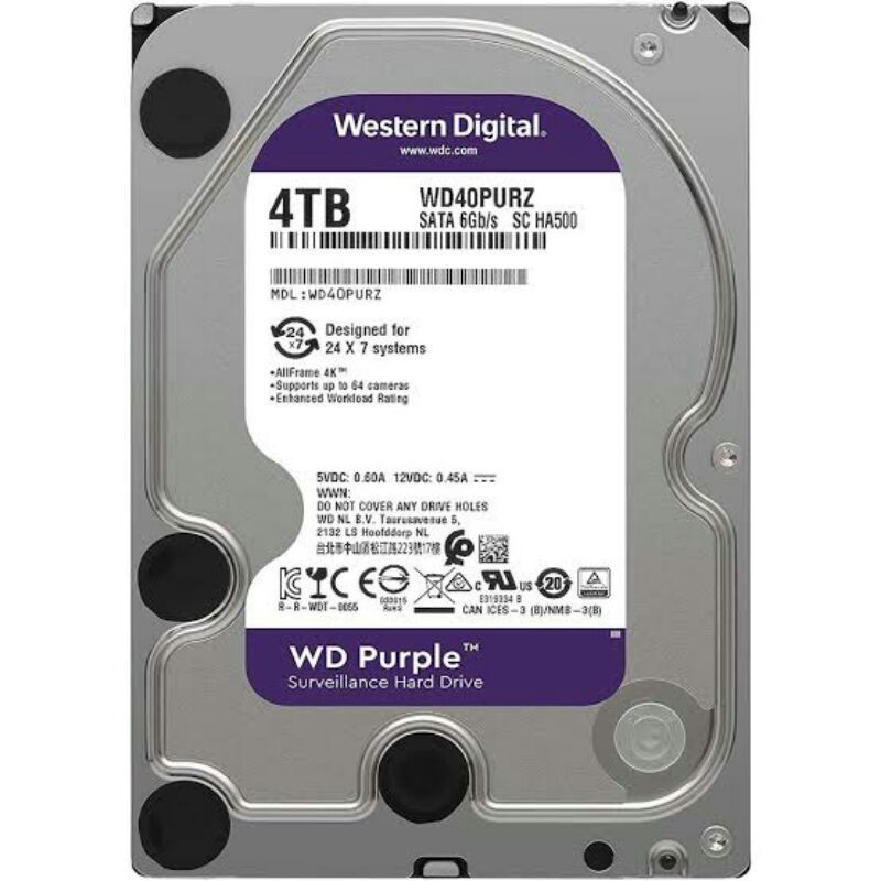 HARDDISK WDC 4TB SATA3 - HDD PC 3.5&quot; 4TB WD PURPLE