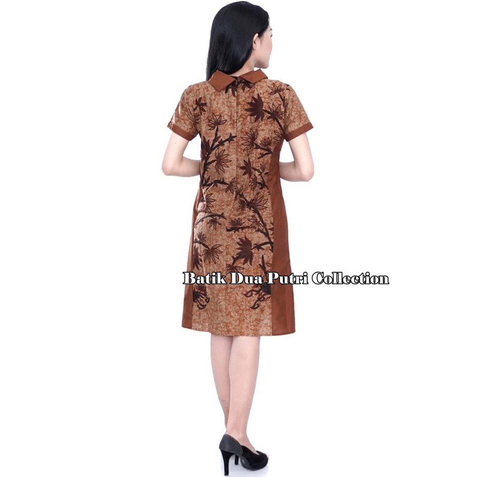 Couple Batik Wanita Dress Batik Kemeja Batik Pria Motif Bambu Coklat By Batik Dua Putri Collection