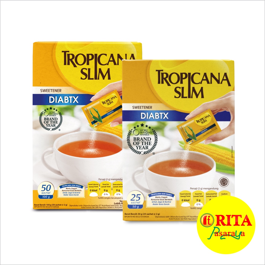 

Tropicana Slim Sweetener Diabtx 25 Sachet / 50 Sachet - Pemanis untuk Diabetesi