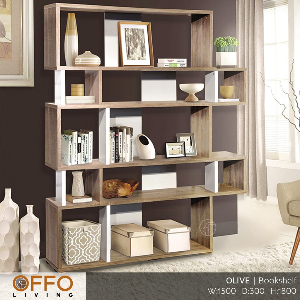 Offo Living Rak  Buku  Pembatas Ruangan Olive  Bookshelf 