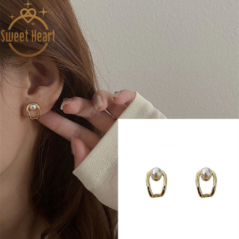 Fashion Fake Pearl Earrings U Shape Ear Stud Minimalism Jewelry Female Earring Newest