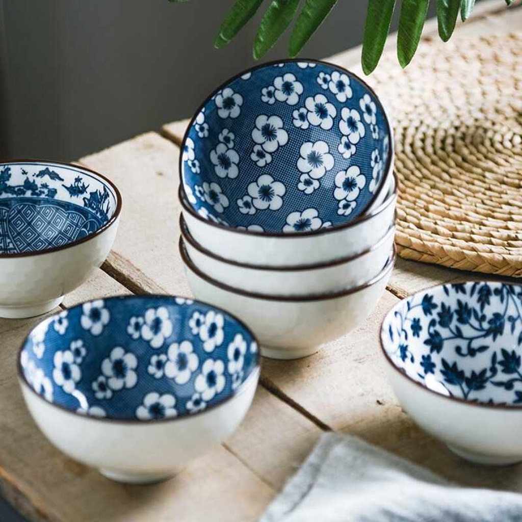 Mangkuk Keramik Motif Alat Makan Bowl Japanese Style 4 PCS