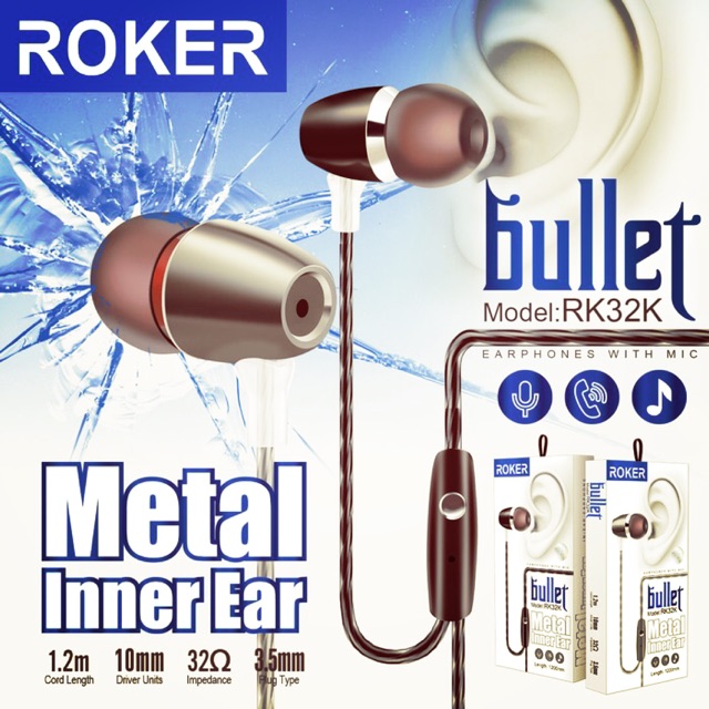 Handsfree roker bullet / handsfree roker rk32k / headset roker / headset extrabass / earphone roker