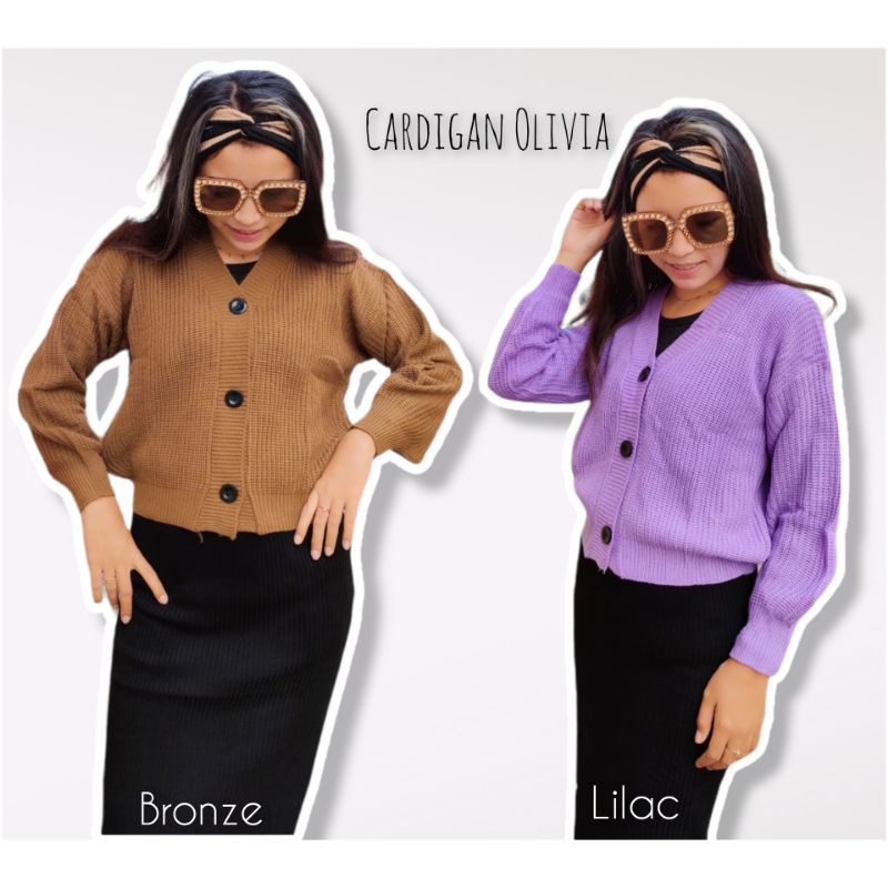 Cardigan Olivia Crop Premium 7get Rajut 3 Kancing