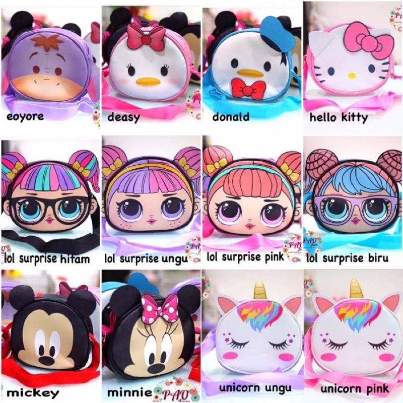 tas selempang anak karakter / tas selempang anak / tas selempang bahu anak