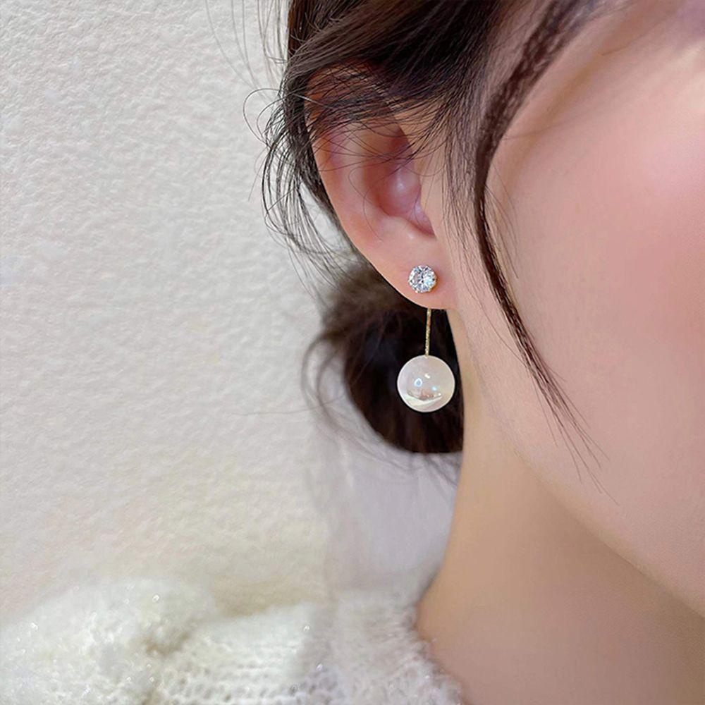 Mxbeauty Anting Wanita Elegan Manis Mewah Rumbai Gantung Belakang Fashion Perhiasan Gaya Korea Earrings