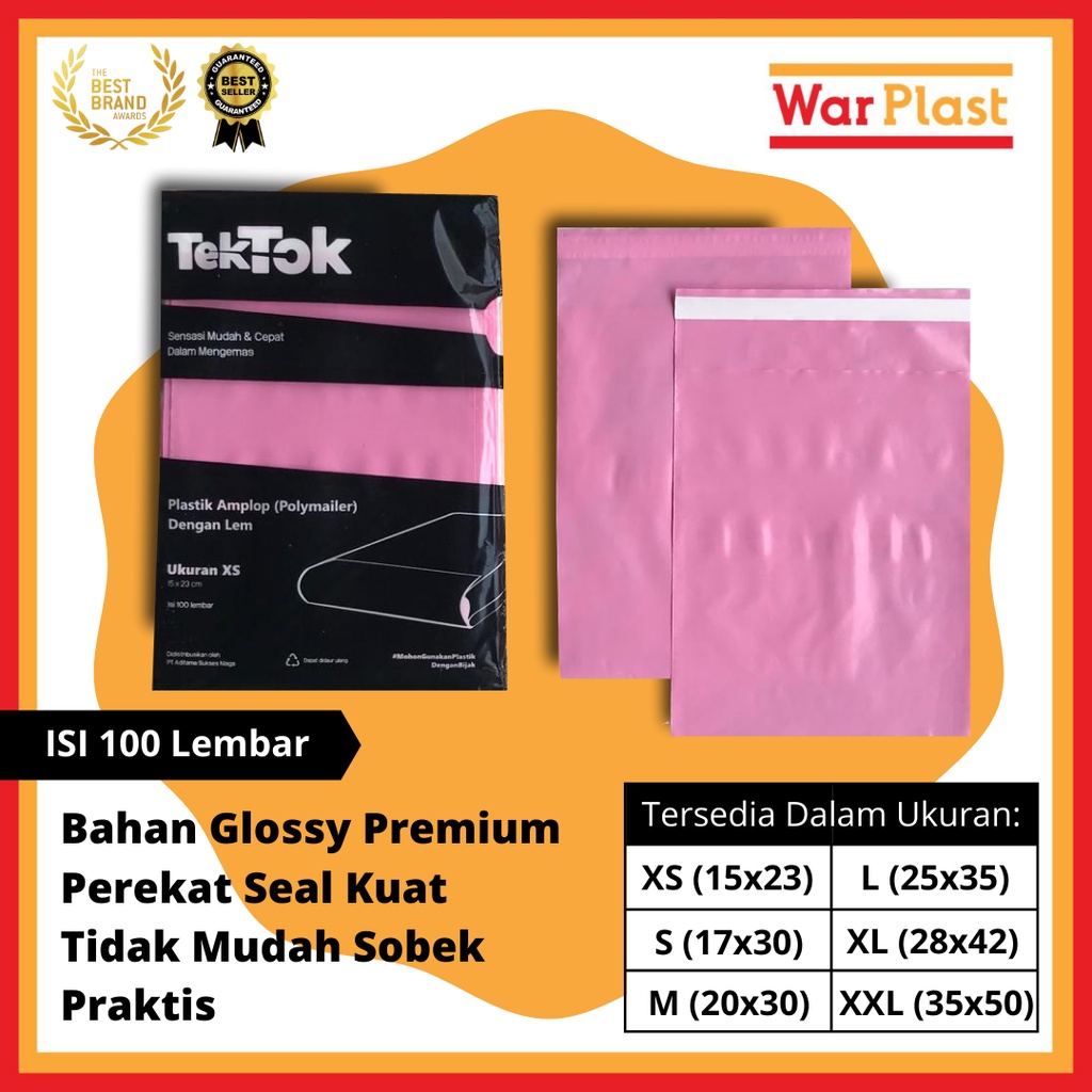 Plastik Polymailer Amplop Plastik Packing TekTok isi 100 - Pink