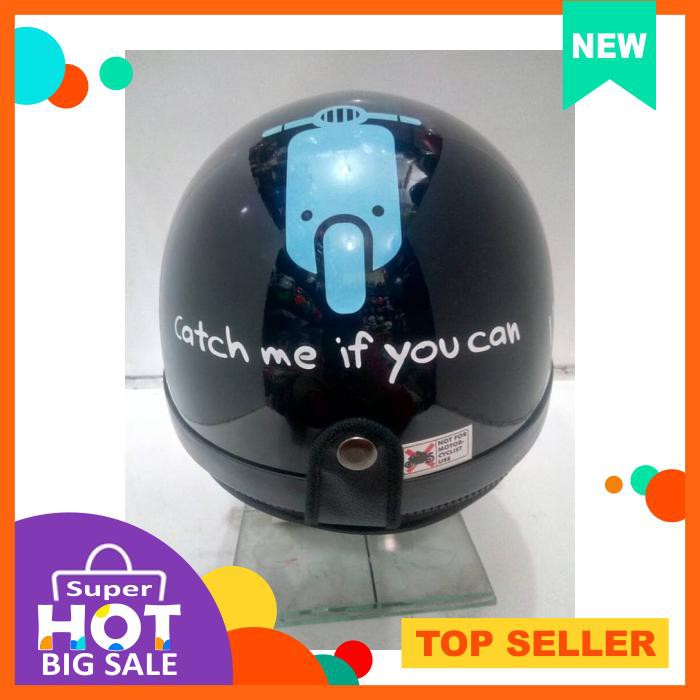 Promo Helm Bogo Chip Sni I Love My Bike Black Metalic & Kaca Bogo Ori