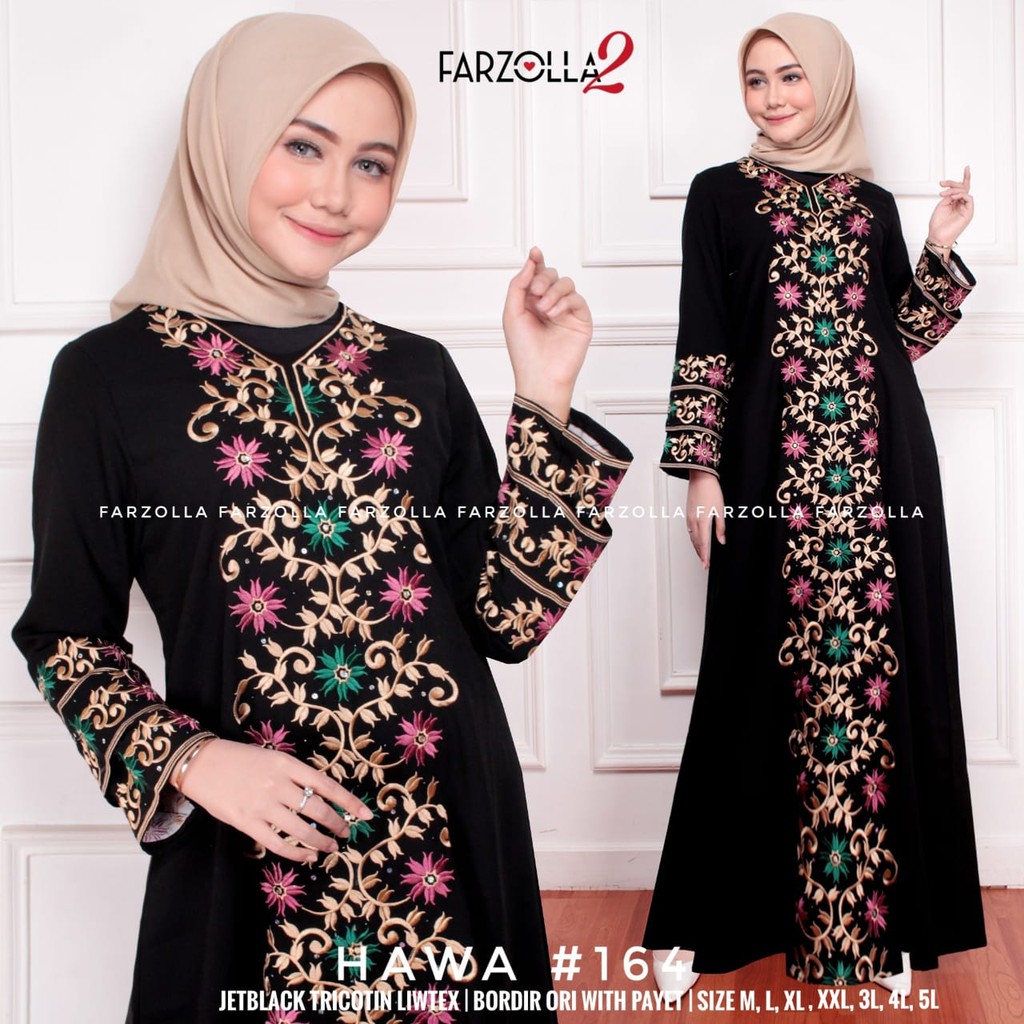 Abaya Turkey  JETBLACK 292 hitam bordir//turki saudi ORI LD 130 /Abaya Hitam JUMBO M-3L,4L,5L