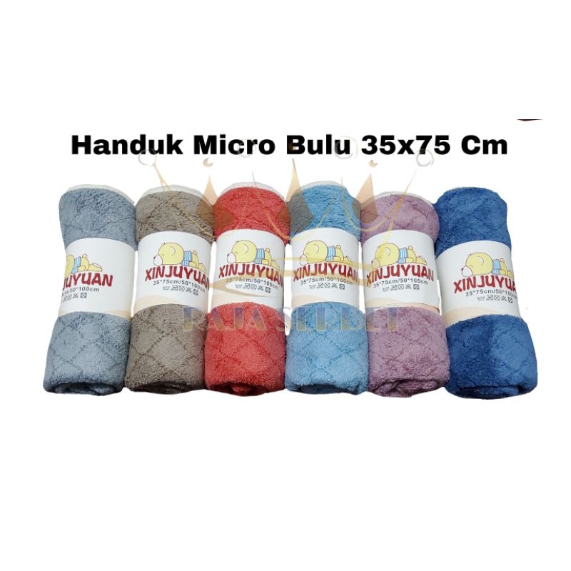 Handuk Muka PREMIUM QUALITY Microfiber Bulu Polos 35x75cm