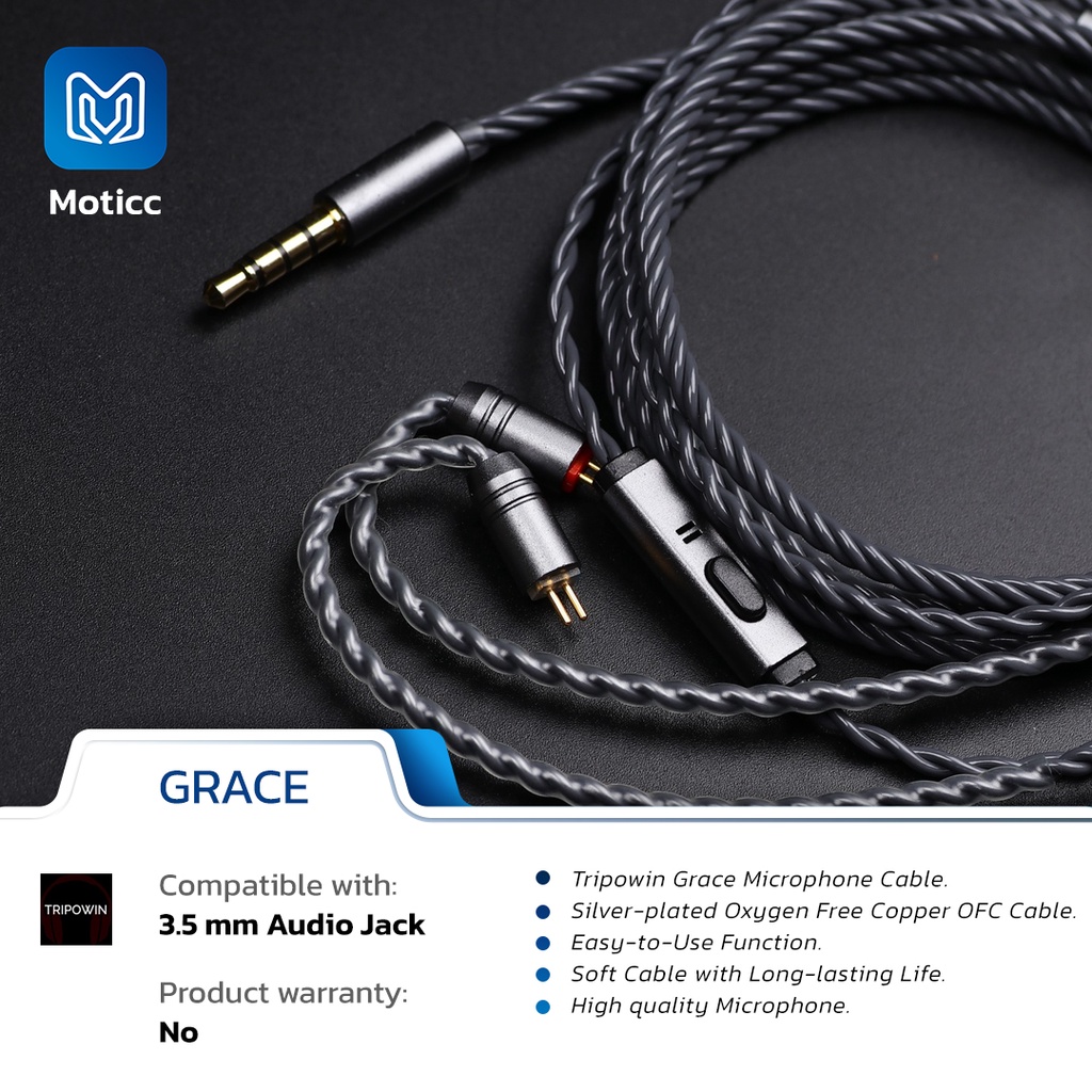 TRIPOWIN GRACE with Mic Silver Plated Copper OFC IEM Upgrade Cable