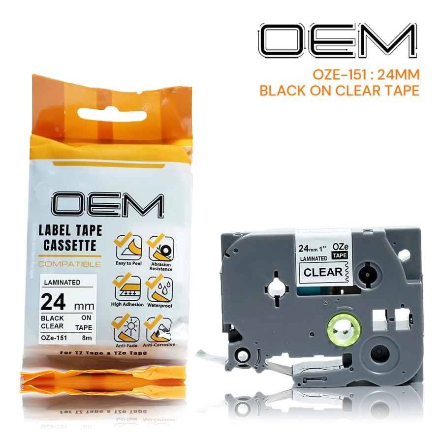 OEM OZe LABEL TAPE 24mm x 8m For Use On Brother Ptouch