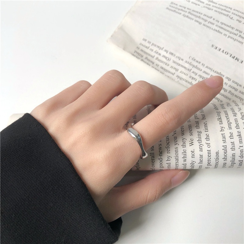 Korean Style Simple Ins Retro Wave Ring for Women Rings