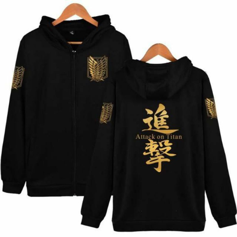 JAKET SWEATER AOT ANIME HOODIE GOLD PRIA WANITA TERLARIS