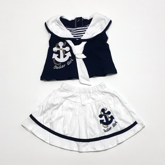 Baju Bayi Setelan Anak bayi Perempuan 6 7 8 9 10 11 bulan navy putih 1 tahun sailor moon