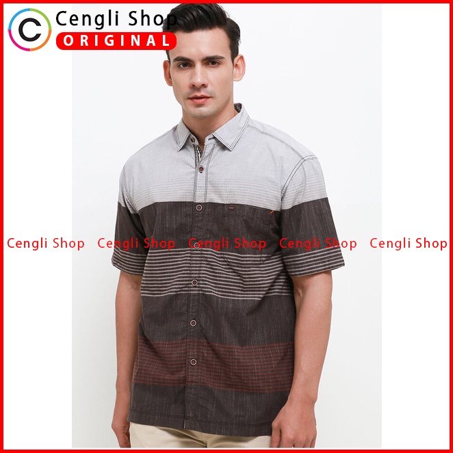 BAJU KEMEJA PRIA CARDINAL ORIGINAL CASUAL LENGAN PENDEK COKLAT CA03