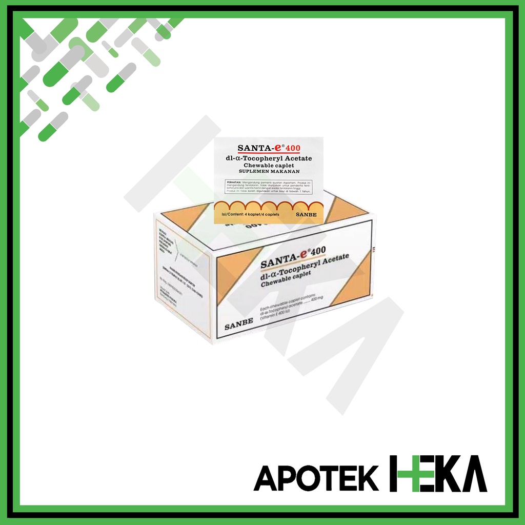 Santa E 400 IU Kaplet Box isi 25x4 Tablet - Suplemen Vitamin E (SEMARANG)