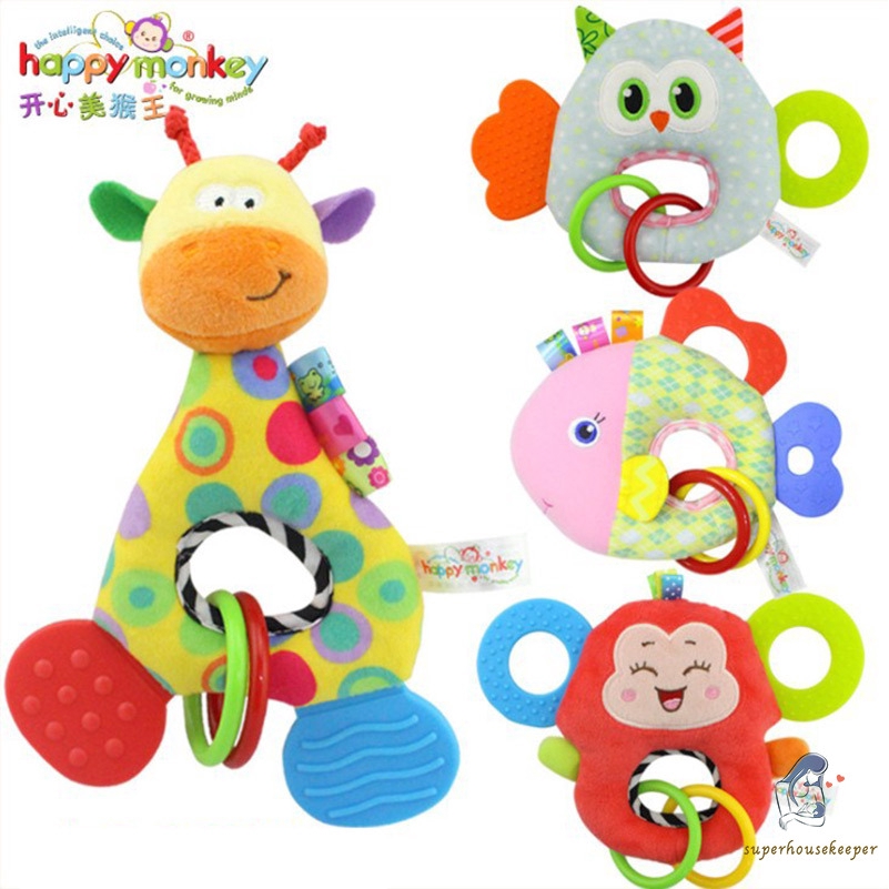Super Mainan Bayi Boneka Rattle Teether Model Hewan Jerapah Burung