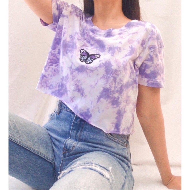 Tshirt Butterfly herfly Crop Tie Dye