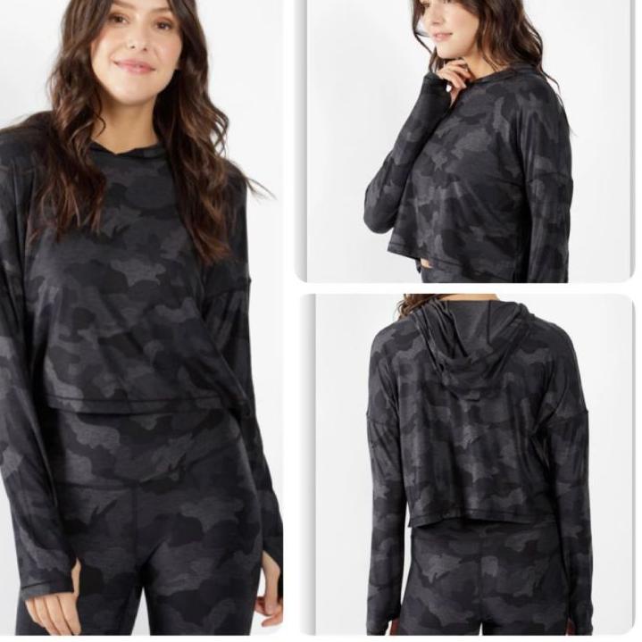 Dijual Yogalicious LongSlevee Hoodie Crop/Pakaian olahraga wanita/Pakaian senam wanita/Pakaian zumba