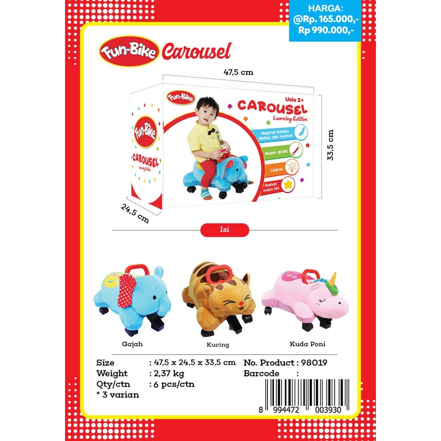 Fun-Bike Carousel Boneka Mainan Sepeda Odong Odong Roda 4 Keliling