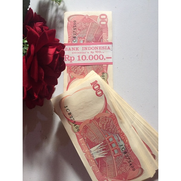 BUY 1 GET 1 Uang asli burung goura uang langka 100 Rupiah kertas 1984 gress